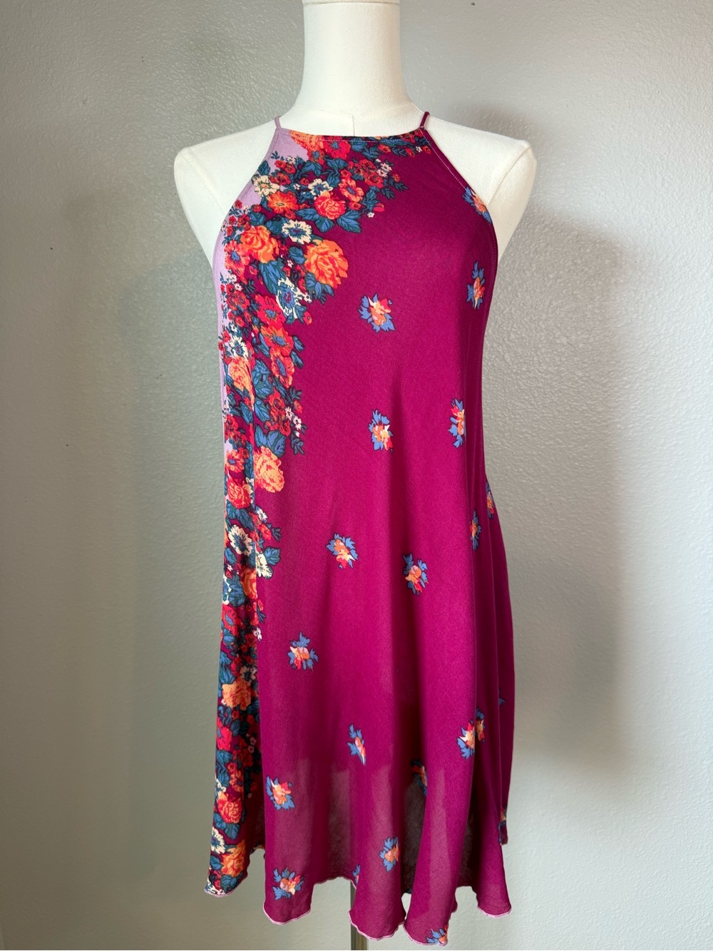 Intimately Free People It’s A Cinch Floral Swing Mini Dress Magenta XS